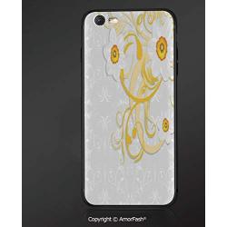 Case for Apple iPhone 6 and iPhone 6s 4.7-Inch,Shock-Absorption Bumper Cover,Daffodil,Daffodils on Ornate Background Floral Repeating Swirling Curves Spring Pattern,Grey Yellow