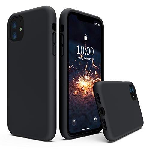 SURPHY Silicone Case Compatible with iPhone 11 Case 6.1 inch, Liquid Silicone Full Body Thickening Design Phone Case (with Microfiber Lining) for iPhone 11 6.1 2019, Black