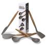 Miusco 5 Piece Silicone Cooking Utensil Set with Natural Acacia Hard Wood Handle