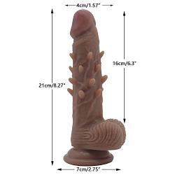 NIANTONG Waterproof Huge Flesh Realistic-??ld?, 8.26 inch Realistic ?íld? with Suction Cup, Double Layer Hardness Liquid Silicone + Leather Pants Toys for Women LX-CD0002