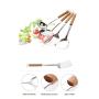 YingYing Home 4 pcs Eco-Friendly Wooden Handle Spatula Thickening Stainless Steel Kitchenware Spoon Shovel Practical Colander