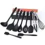 Silicone Kitchenware Set of 10 Scraper Scraper Spoon Silicone Kitchen Baking Cooking Set (Color : Black)