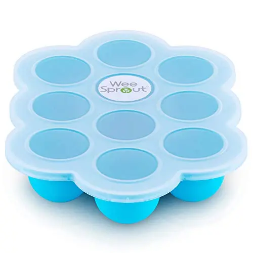 Silicone Baby Food Freezer Tray with Clip-on Lid by WeeSprout - Perfect Storage Container for Homemade Baby Food, Vegetable & Fruit Purees and Breast Milk - BPA Free & FDA Approved