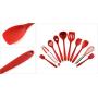 JunbosiKitchenware Silicone Kitchen 10 Pieces Nonstick Cookware Silicone Kitchenware Set Shovel Spoon Kitchenware Set,Red