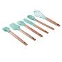 Firecolor 6pcs Silicone Kitchenware Wood Handle Spoon Suit Scraper Shovel Bakery Kitchen Tools Gift