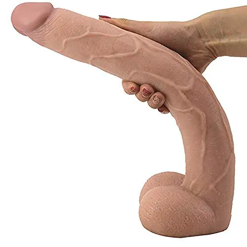 JRZDFXS Silicone 16 Inch Female Extra Huge Big Lifelike Personal Massage Wand Toys Body Massager with Large Balls and Head Brown Women for Female Beginner Personal Body