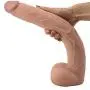 JRZDFXS Silicone 16 Inch Female Extra Huge Big Lifelike Personal Massage Wand Toys Body Massager with Large Balls and Head Brown Women for Female Beginner Personal Body