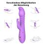 Thrusting Rabbit Vibrator with 3 Powerful Thrusting Actions 7 Vibration Modes for G Spot Clitoris Stimulation, PALOQUETH Waterproof Dildo Bunny Vibrator Personal Sex Toy for Women, Rechargeable Purple