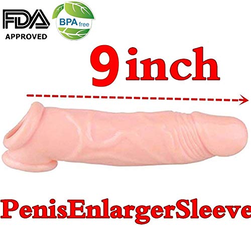 Silicone Cóndom Reusable Pênnís Sleeve Enlargement Toys for Men Chástity Clítoris Stímulator Pênnís Rings 9 INCH Skin Color