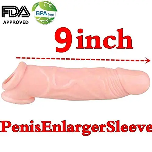 Silicone Cóndom Reusable Pênnís Sleeve Enlargement Toys for Men Chástity Clítoris Stímulator Pênnís Rings 9 INCH Skin Color