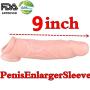 Silicone Cóndom Reusable Pênnís Sleeve Enlargement Toys for Men Chástity Clítoris Stímulator Pênnís Rings 9 INCH Skin Color