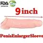 Silicone Cóndom Reusable Pênnís Sleeve Enlargement Toys for Men Chástity Clítoris Stímulator Pênnís Rings 9 INCH Skin Color
