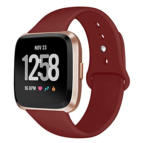 Kmasic Sport Band Compatible with Fitbit Versa/Fitbit Versa 2/Fitbit Versa Lite Edition, Soft Silicone Strap Replacement Wristband Versa Smart Fitness Watch, Large Small