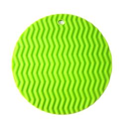 super1798 Round Wave Shaped Silicone Mat Antiskid Heat Insulation Kitchenware - Green