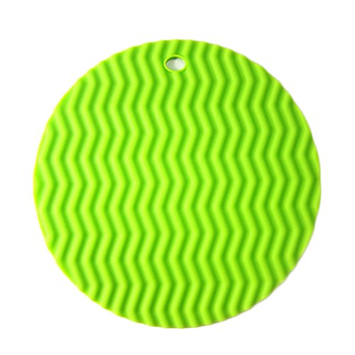 super1798 Round Wave Shaped Silicone Mat Antiskid Heat Insulation Kitchenware - Green