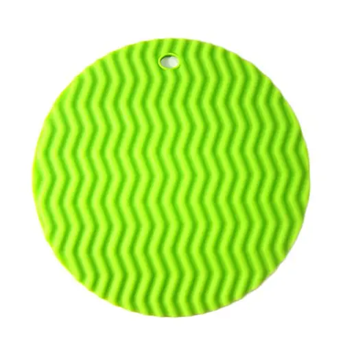super1798 Round Wave Shaped Silicone Mat Antiskid Heat Insulation Kitchenware - Green