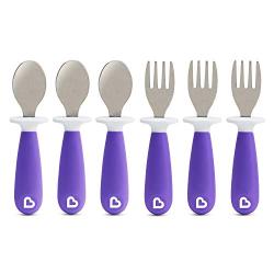 Munchkin Raise Toddler Forks and Spoons 6 Piece, Purple