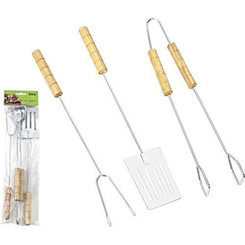 3PCS Set Barbecue Picnic Fork Knife Clamp Camping BBQ Tool Set