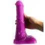 Sexy Diary 9.96"*2.08" Realistic Huge Dong Horse Dildo Soft Silicone Flirting Erotic Anal Plug Butt Sex Toys with Textured and Big Testis For Clitoris G-spot Masturbator - Purple
