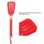 CAROLA 2pcs Stainless Steel Nylon Square Kitchen Tongs BBQ Tongs Utility Tong Cooking Red