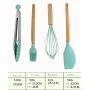 JunbosiKitchenware, Wooden Handle, Silicone Kitchenware Set, Nine-Piece Kitchen Tool, Shovel Spoon Set, Kitchenware