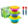 PandaEar Stay Put Spill Proof Stackable Baby Suction Bowls 3 Sizes for Toddlers with Silicone Feeding Utensils and Secure Lids BPA Free