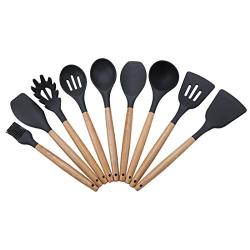 Jiyaru 9 pcs Nonstick Cookware Silicone Kitchen Utensils Heat Resistant Cooking Baking Kitchenware Set
