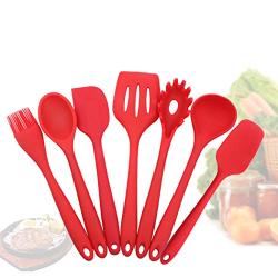 JunbosiKitchenware Silicone Kitchenware 7 Piece Set Nonstick Cookware Shovel Spoon Scrape Baking Kitchen Gadget