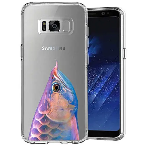 Samsung Galaxy S8 Case, Soft TPU Slim-Fit Flexible Ultra-Thin Clear Case, Full-Body Rugged Bumper Print Arowana Case for Samsung Galaxy S8, Transparent
