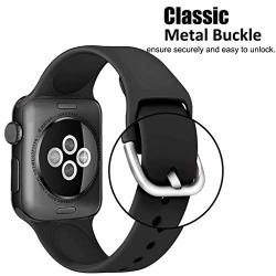 JuQBanke Compatible for Apple Watch Band 38mm 40mm 42mm 44mm, Soft Silicone Replacement Sport Strap with Classic Buckle Metal Clasp Compatible with iWatch Apple Watch Series 5/4/3/2/1