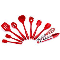 Kitchen Gadget Set, 10 Pieces of Silicone Kitchen Accessories Cookware Set, Environmental Non-Stick Silicone Kitchenware Set, red