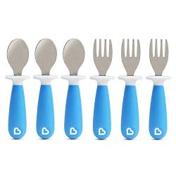 Munchkin 6 Count Raise Toddler Forks and Spoons, Blue, 12+