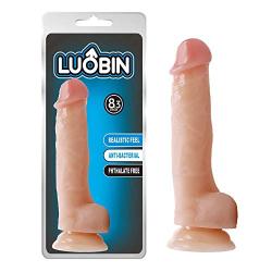 Whtao 7.08 inch Realistic Massager Toys Lifelike Silicone-D?ld? with Suction Cup for Women Whtao