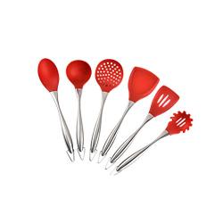 Silicone Kitchenware Set Of 6 Stainless Steel Handle Cooking Spoon Shovel Kitchen Set Silicone Spatula