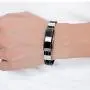 Magnetic Therapy Stainless Steel&Silicone Bracelets Bangle for Men Health Stress Relief Silica Gel Wristband