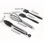 Jiyaru 10 pcs Silicone Kitchen Utensils Heat Resistant Cooking Baking Kitchenware Set Black