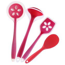 Kitchen Ware Dana Carrie Stylish silicone kitchenware white border Soup scoop colander scoop shovels shovels kit, Red