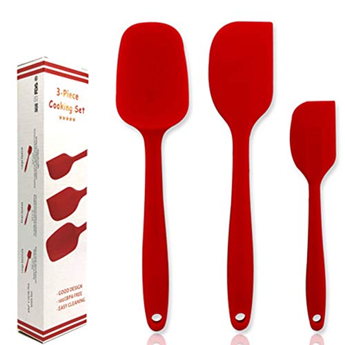 Kitchenware Utensils Set 3 Piece Premium Silicone Heat Resistant Non-Stick Baking Professional Cake Tools Red