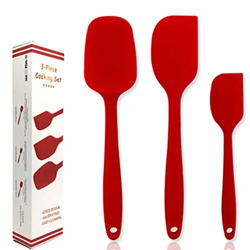 Kitchenware Utensils Set 3 Piece Premium Silicone Heat Resistant Non-Stick Baking Professional Cake Tools Red