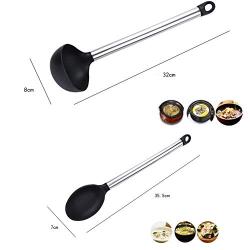 Kitchenware Utensils Set 8 Piece Premium Silicone Stainless steel Heat Resistant Non-Stick Cooking Professional Tools Black