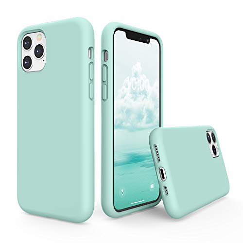 SURPHY Silicone Case Compatible with iPhone 11 Pro Case 5.8 inch, Liquid Silicone Full Body Thickening Design Phone Case (with Microfiber Lining) for iPhone 11 Pro 5.8 2019, Mint Green