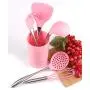 2019 latest 5PCS stainless steel silicone kitchenware set 5 sizes - silicone kitchenware set - kitchen tool accessories (Pink 5(PCS))