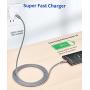 USB C to USB C 60W Fast Charging Cable, JSAUX[2 Pack 6.6ft] USB-C to USB-C Nylon Charger Cord Compatible with Samsung Galaxy Note 10 Plus A80, Google Pixel 2/3/3a/4 XL, iPad pro 2018 and More-Grey