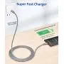 USB C to USB C 60W Fast Charging Cable, JSAUX[2 Pack 6.6ft] USB-C to USB-C Nylon Charger Cord Compatible with Samsung Galaxy Note 10 Plus A80, Google Pixel 2/3/3a/4 XL, iPad pro 2018 and More-Grey