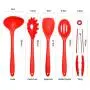AMLINKER Silicone Heat Resistant Kitchen Cooking Utensil 10 Piece Cooking Set Non-Stick Kitchen Tools (Red)
