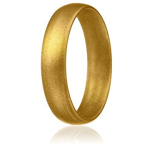 ROQ Silicone Wedding Ring for Women, Thin, Affordable 6mm Metallic Silicone Rubber Wedding Bands, Comfort Fit, Singles & 4 Packs - Rose Gold, Silver, Gold, Platinum, Copper, Bronze, Gunmetal