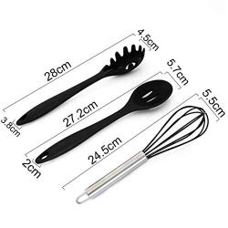 Kitchen Utensils,Silicone Kitchenware Set of 10 High Temperature Silicone Kitchenware Set Nonstick Cookware Shovel Set (Black)