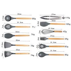 Kitchen tool wooden handle 11 piece set Kitchenware silicone nonstick set Cooking shovel spoon tool