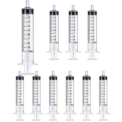 10 Pack of 10ml 10cc Plastic Oral Medication Syringes with Transparent Tip Cap W/o Needle for Scientific Labs, Measuring, Watering,refilling