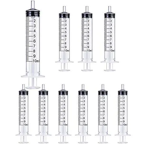 10 Pack of 10ml 10cc Plastic Oral Medication Syringes with Transparent Tip Cap W/o Needle for Scientific Labs, Measuring, Watering,refilling